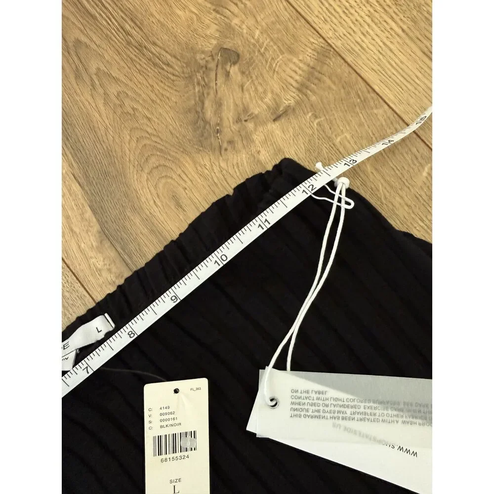 STATESIDE L NWT Anthropologie pleated midi asymmetric skirt black heavy elastic